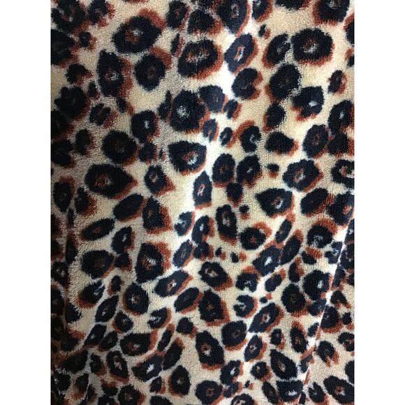Faded Glory Leopard Print Fleece Robe Sz. Large 12/14 Brown/Black - Picture 5 of 9